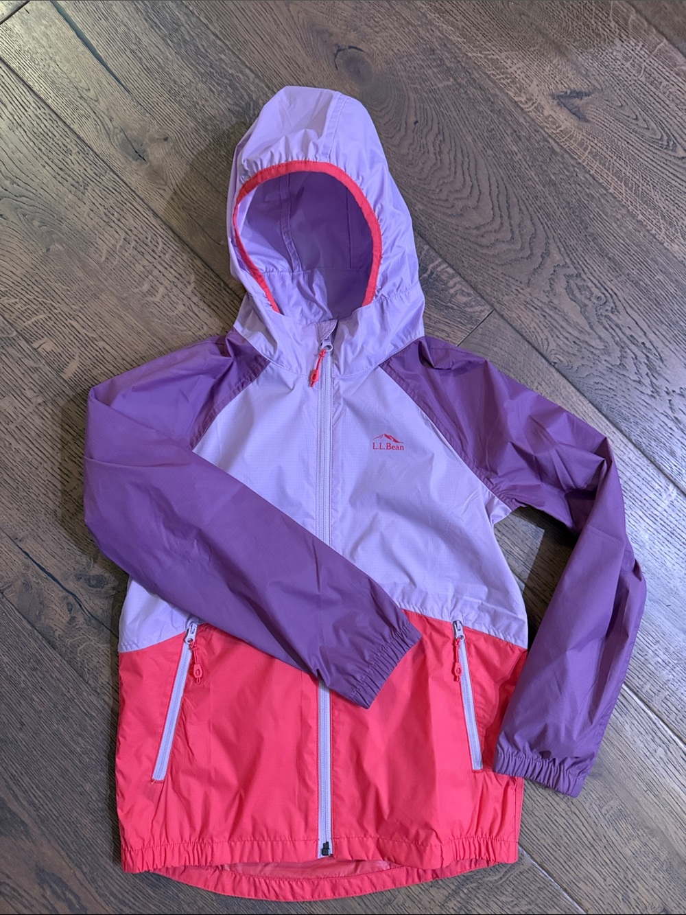 L.L. Bean Girls' Purple, Light Purple and Coral Hooded Swim Coverup